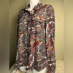 Sold…BCBGMaxazria Paisley Long Sleeve Snap Down Shirt